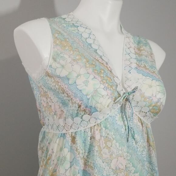 Vintage 80s Union Label Long Floral Slip Nightgown - Picture 2 of 7